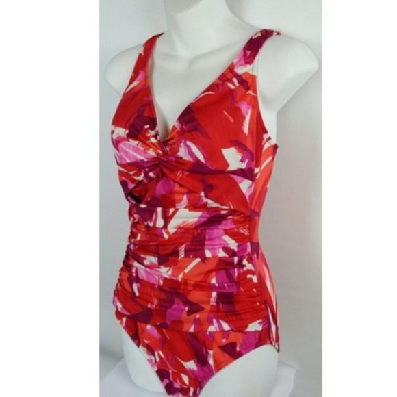 Tummy control One piece Red Swim Swimsuit 10 - Picture 1 of 16